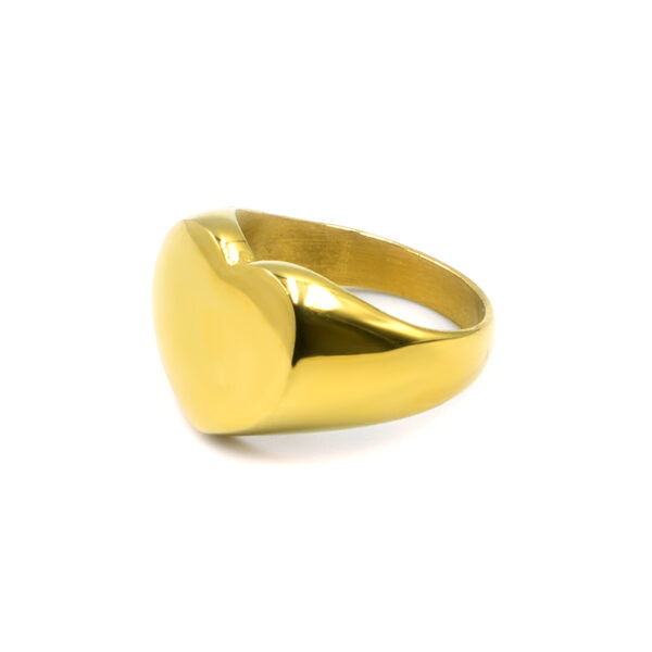 Δαχτυλίδι σεβαλιέ καρδιά, χρυσό, ατσαλινο, Awear Heart Seal Gold