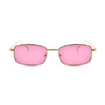 Γυαλιά ηλίου Awear Sahi Pink, με χρυσό μεταλλικό σκελετό σε ορθογώνιο σχήμα και ροζ φακό