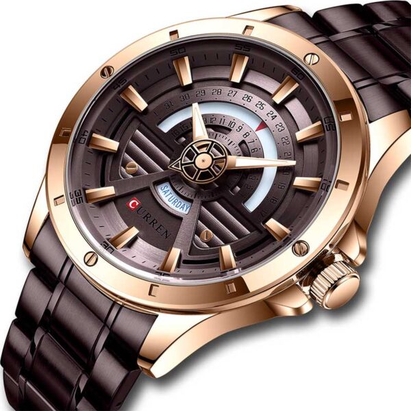 Ανδρικό ρολόι Curren 8381 με καφέ μπρασελέ και ροζ χρυσή μεταλλική κάσα