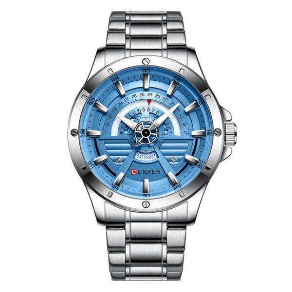 Ανδρικό ρολόι Curren 8381 με ασημί μπρασελέ και μπλε καντράν