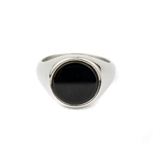Δαχτυλίδι σεβαλιέ Awear Fiamma, από ανοξείδωτο ατσάλι σε ασημί χρώμα με μαύρο σμάλτο