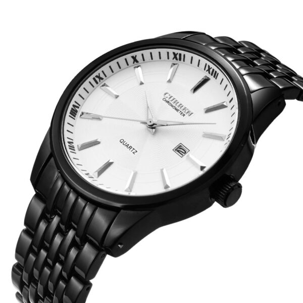 Ανδρικό ρολόι Curren 8052 Black White, με λευκό καντράν με ένδειξη ημερομηνίας
