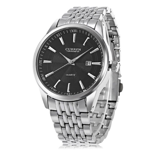 Ανδρικό ρολόι Curren 8052 Silver Black, με μαύρο καντράν με ένδειξη ημερομηνίας
