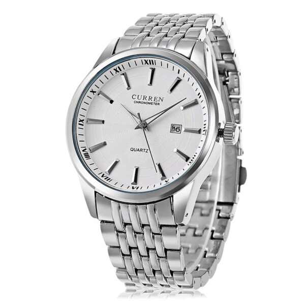 Ανδρικό ρολόι Curren 8052 Silver White, με λευκό καντράν με ένδειξη ημερομηνίας