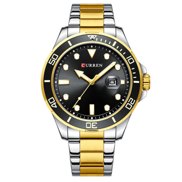 Ανδρικό ρολόι Curren 8388 Gold Black, με ασημί-χρυσό ατσάλινο μπρασελέ
