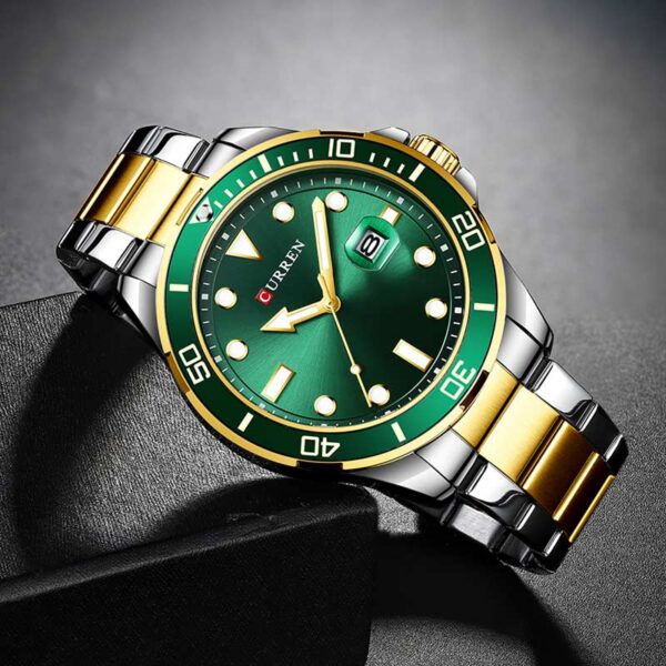 Ανδρικό ρολόι Curren 8388 Gold Green, με πράσινο καντράν με χρυσές λεπτομέρειες