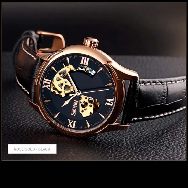 Ανδρικό ρολόι Skmei 9223 Rose Gold με αυτόματο μηχανισμό και καντράν με ροζ χρυσές λεπτομέρειες