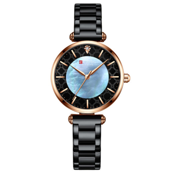 Γυναικείο ρολόι Curren 9072 Black, με μαύρο ατσάλινο μπρασελέ και καντράν με ροζ χρυσές λεπτομέρειες