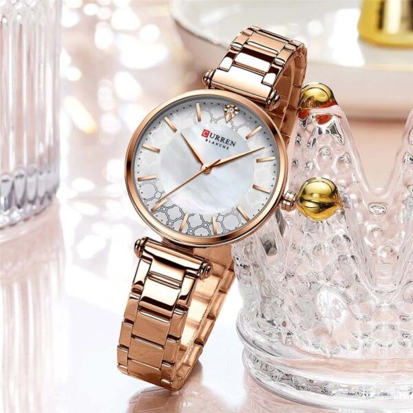Γυναικείο ρολόι Curren 9072 Rose Gold, με λευκό καντράν με ροζ χρυσές λεπτομέρειες