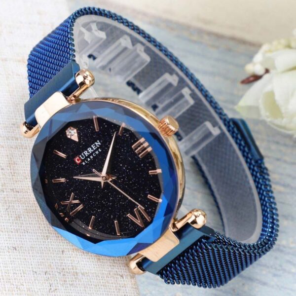 Γυναικείο ρολόι Curren 9063 Blue, με μπλε καντράν, ροζ χρυσή μεταλλική κάσα και μαγνητικό κούμπωμα