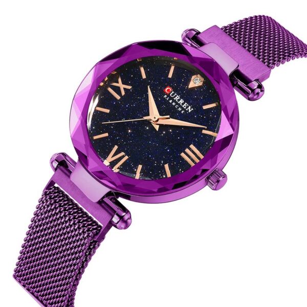 Γυναικείο ρολόι Curren 9063 Purple, με μπλε καντράν και ροζ χρυσές λεπτομέρειες