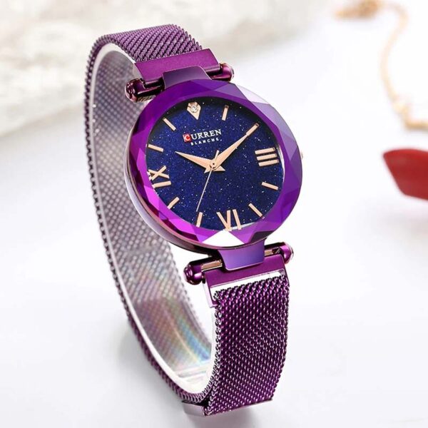 Γυναικείο ρολόι Curren 9063 Purple, με μοβ ατσάλινο μπρασελέ πλέγμα και μαγνητικό κούμπωμα