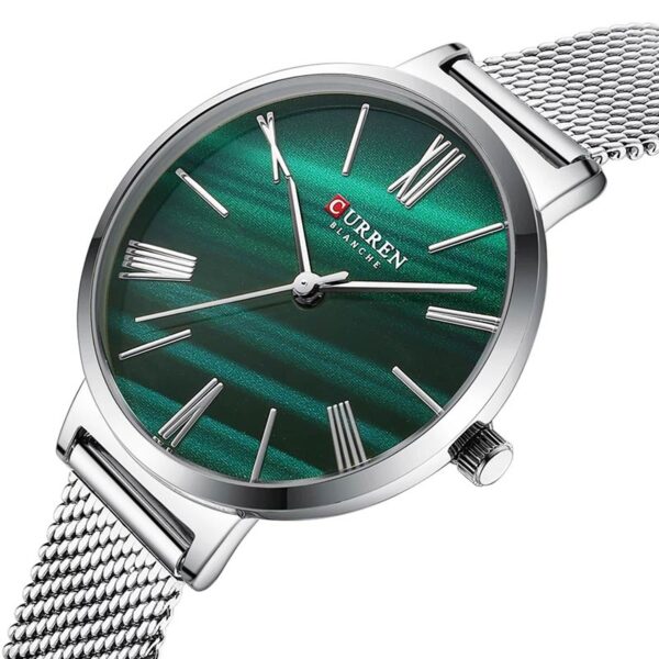 Γυναικείο ρολόι Curren 9076 Silver Green, με πράσινο καντράν με ασημί λεπτομέρειες