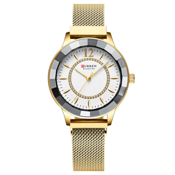 Γυναικείο ρολόι Curren 9066 Gold, με χρυσό μπρασελέ πλέγμα