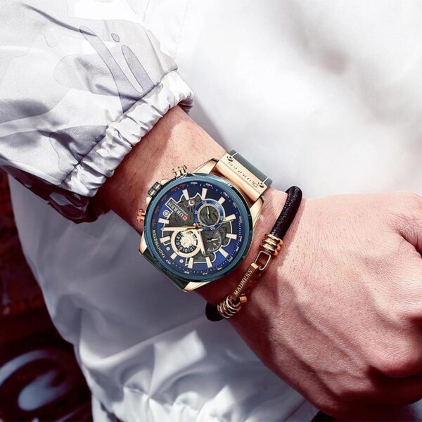 Ανδρικό ρολόι Curren 8380 Blue, με ροζ χρυσή μεταλλική κάσα και καντράν με χρονογράφους