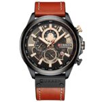 Ανδρικό ρολόι Curren 8380 Orange-Black, με δερμάτινο λουράκι και χρονογράφους