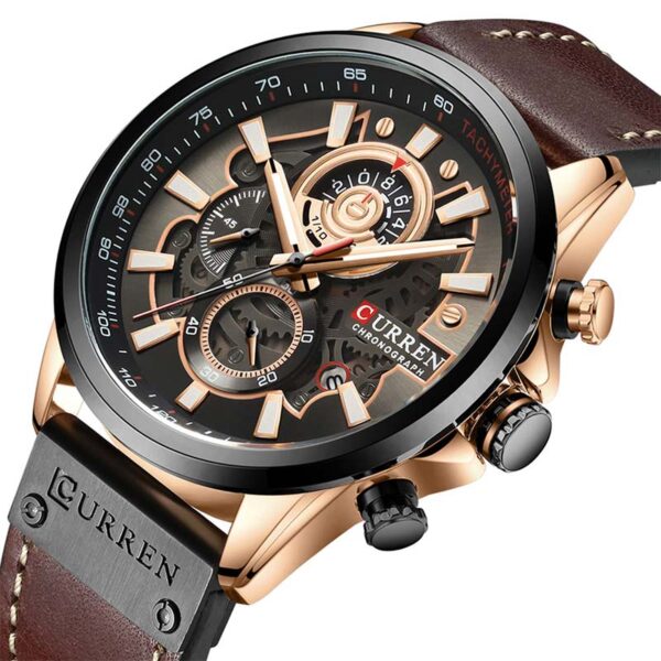 Ανδρικό ρολόι Curren 8380 Brown, με μαύρο καντράν με χρονογράφους