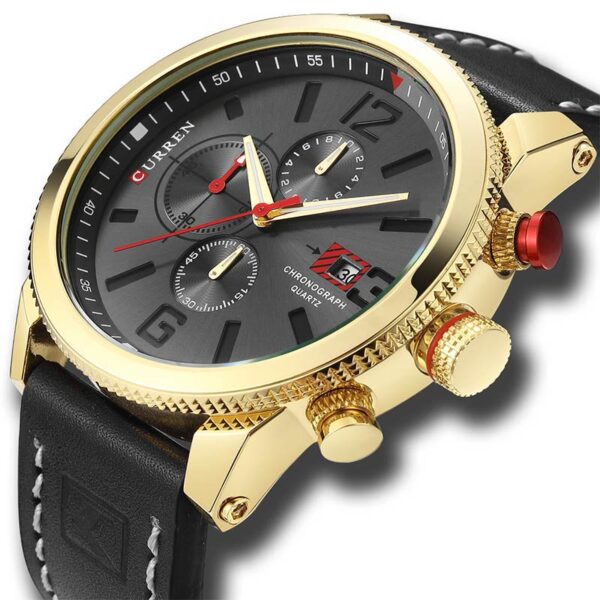 Ανδρικό ρολόι Curren 8281 Black Gold, με χρονογράφους και γκρι καντράν με ένδειξη ημερομηνίας