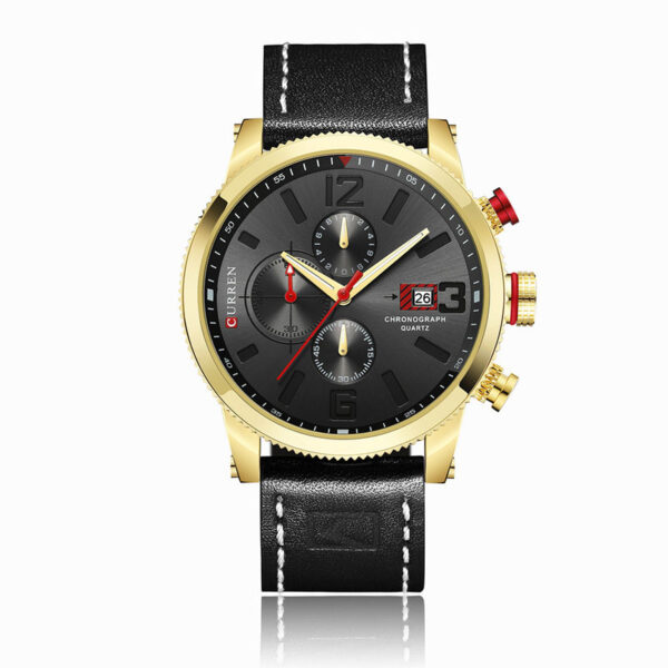Ανδρικό ρολόι Curren 8281 Black Gold, με χρονογράφους και μαύρο δερμάτινο λουράκι