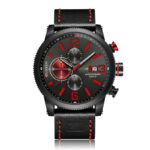 Ανδρικό ρολόι Curren 8281 Black Red, με χρονογράφους και μαύρο δερμάτινο λουράκι