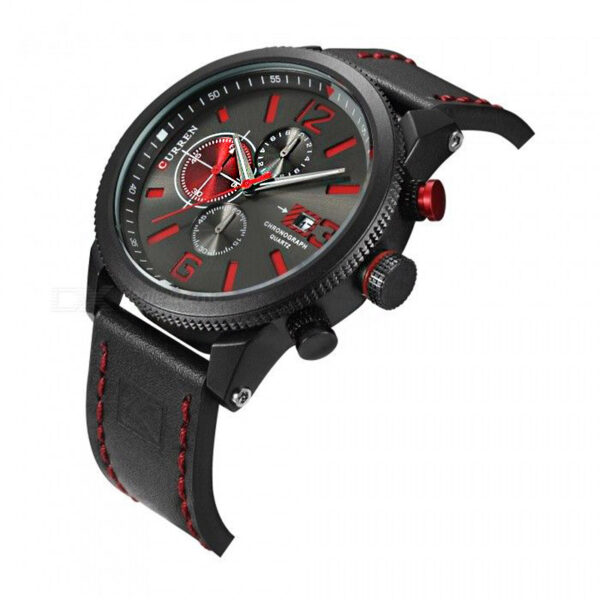 Ανδρικό ρολόι Curren 8281 Black Red, με χρονογράφους και μαύρο καντράν με ένδειξη ημερομηνίας