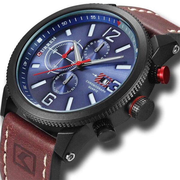 Ανδρικό ρολόι Curren 8281 Brown, με χρονογράφους και μπλε καντράν με ένδειξη ημερομηνίας