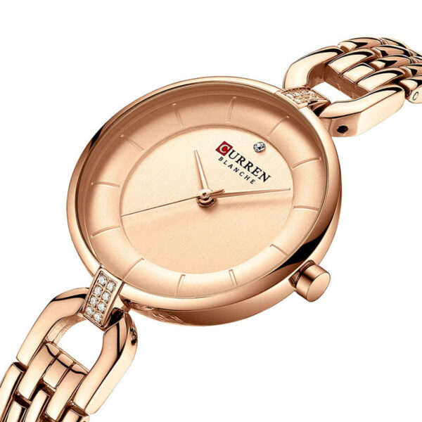 Γυναικείο ρολόι Curren 9052 Rose Gold, με ροζ χρυσό καντράν με στρας
