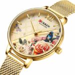 Γυναικείο-ρολόι-με-χρυσό-καντράν-με-ανάγλυφο-σχέδιο-τριαντάφυλλα-και-πουλάκια-Curren-9060-Gold