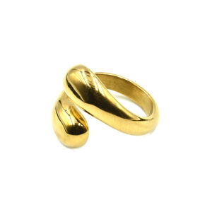 Ανοιχτό γυναικείο δαχτυλίδι, ατσάλινο, σε χρυσό χρώμα