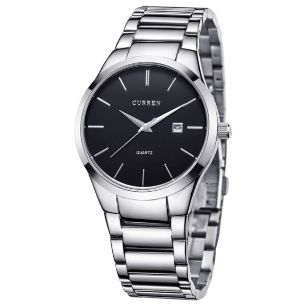Ανδρικό ρολόι Curren 8106 Silver-Black, με ασημί ατσάλινο μπρασελέ