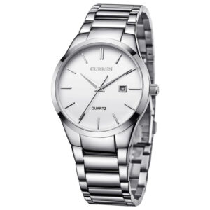 Ανδρικό ρολόι Curren 8106 Silver-White, με ασημί ατσάλινο μπρασελέ