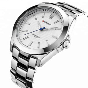 Ανδρικό ρολόι Curren 8109 Silver-White, με λευκό καντράν με ασημί λεπτομέρειες σε πλάγια λήψη