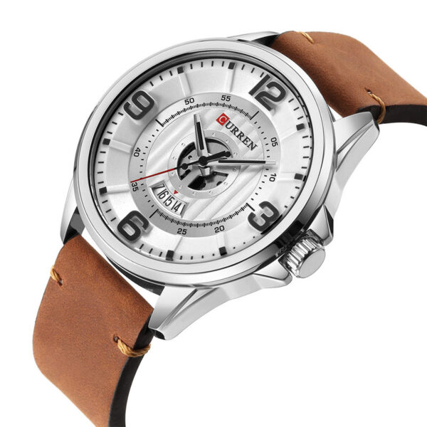 Ανδρικό ρολόι Curren 8305 Brown White, με λευκό καντράν με ένδειξη ημερομηνίας