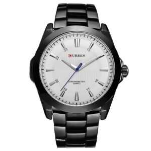 Ανδρικό ρολόι Curren 8109 Black-White, με μαύρο ατσάλινο μπρασελέ