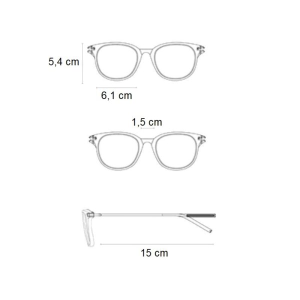 Σχεδιάγραμμα διαστάσεων για τα γυαλιά προστασίας οθόνης blue light Awear Schermo