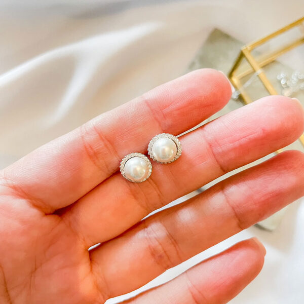 Ασημένια σκουλαρίκια με πέρλες και ζιργκόν, Awear Lilibet Silver