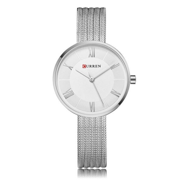 Γυναικείο ρολόι με μπρασελέ πλέγμα ατσάλινο, σε ασημί χρώμα Curren 9020 Silver