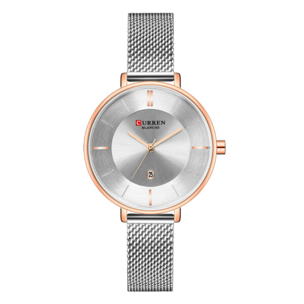 Γυναικείο ρολόι με ασημί μπρασελέ πλέγμα Curren 9037 Silver