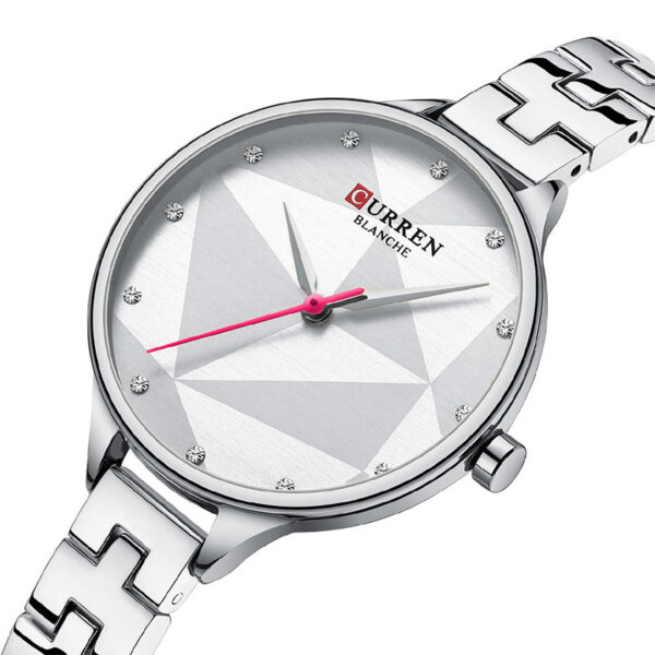 Γυναικείο ρολόι με μπρασελέ και ασημί καντράν με στρας, Curren 9047 Silver