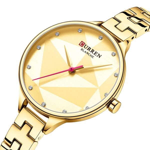 Γυναικείο ρολόι με μπρασελέ και χρυσό καντράν με στρας, Curren 9047 Gold
