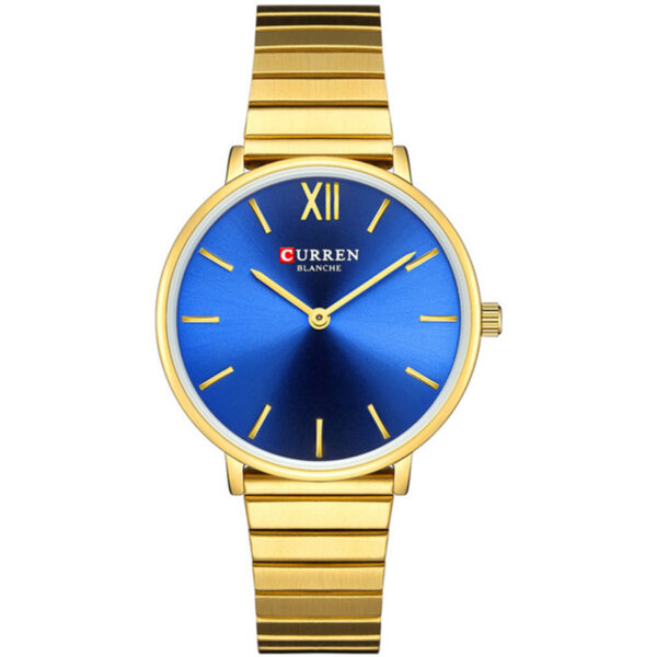 Γυναικείο ρολόι με χρυσό ατσάλινο μπρασελέ, Curren 9040 Gold Blue