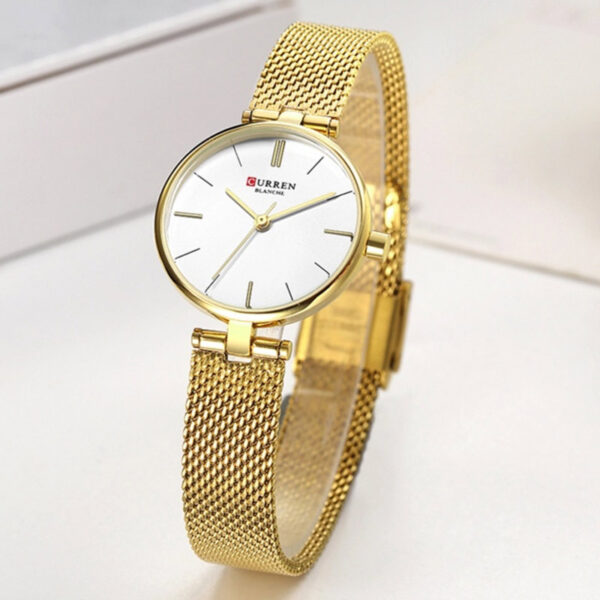 Γυναικείο ρολόι με χρυσό μπρασελέ πλέγμα, αδιάβροχο 3atm, Curren 9038 Gold