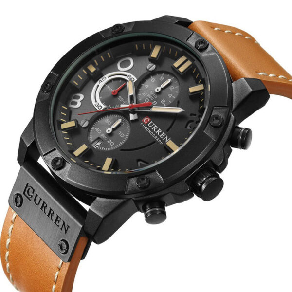 Curren 8282 Brown, ανδρικό ρολόι με δερμάτινο λουράκι και μαύρο καντράν