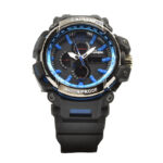 Ανδρικό ρολόι EXPCNI 3271 Blue, με μαύρο λουράκι σιλικόνης