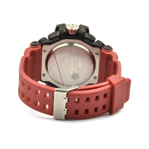Ανδρικό ρολόι EXPCNI 3271 Red με κόκκινο λουράκι σιλικόνης με διπλό κούμπωμα