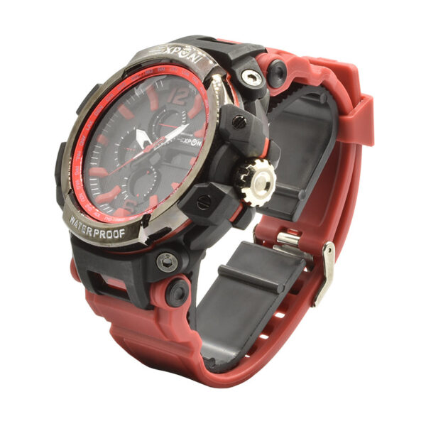 Ανδρικό ρολόι EXPCNI 3271 Red, αδιάβροχο 20bar, με ψηφιακές και αναλογικές ενδείξεις