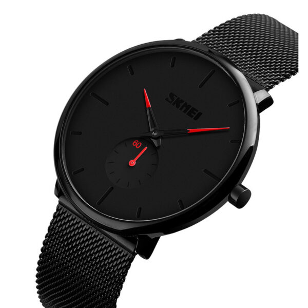 Ανδρικό ρολόι με μπρασελέ μαύρο και κόκκινους λεπτοδείκτες, SKMEI 9185 Red