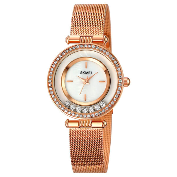 Ρολόι γυναικείο με ροζ χρυσό μπρασελέ, SKMEI 1785 White