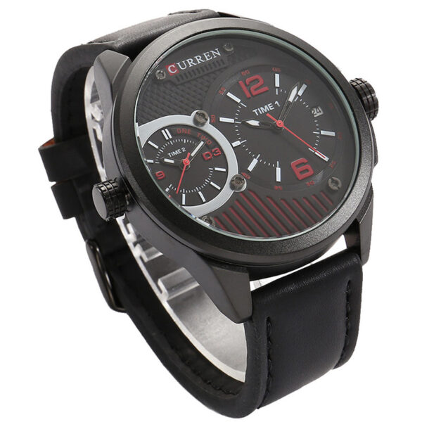 Ανδρικό ρολόι με δερμάτινο λουράκι και διπλή ένδειξη ώρας, Curren 8249 Black
