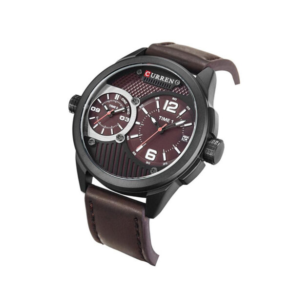 Ανδρικό ρολόι με δερμάτινο λουράκι και διπλή ένδειξη ώρας, Curren 8249 Brown